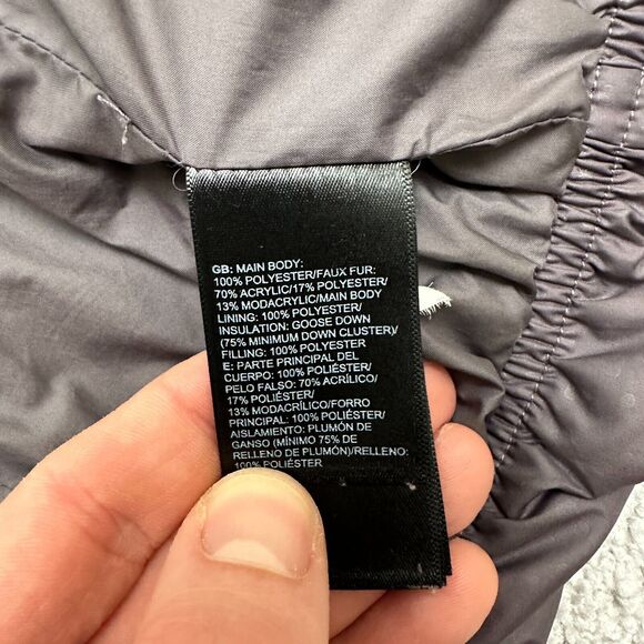 The North Face 550 Gotham 2.0 Down Puffer Jacket Girls Medium Purple Hoodie Fur - Picture 10 of 16